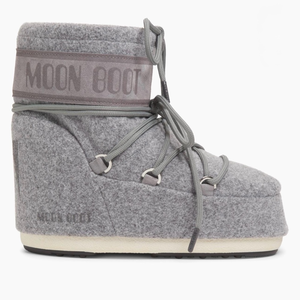 Moon Boot Icon Low Grey Felt Snow Boots 10-11.5US